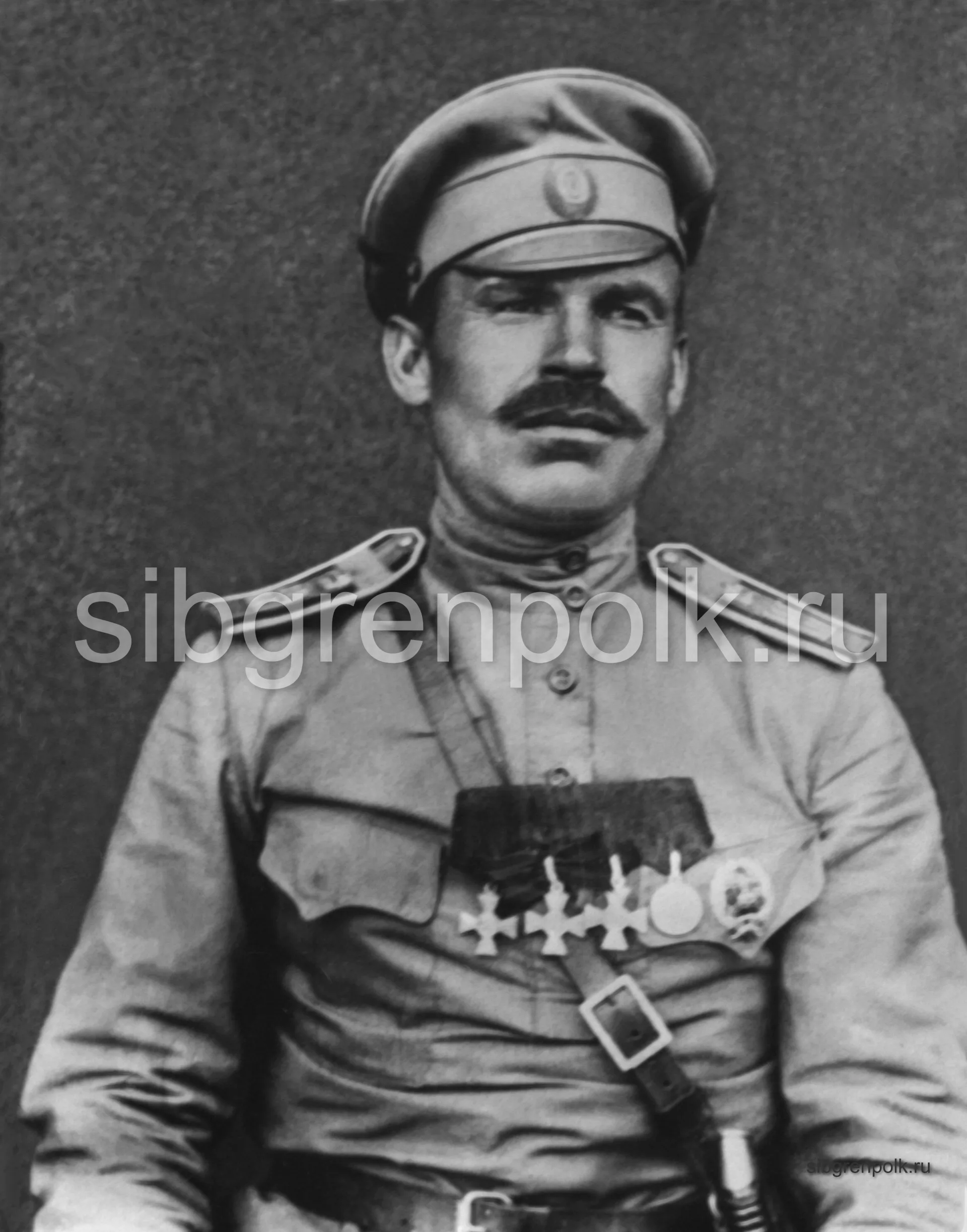 Георгиевский кавалер подпрапорщик Захаров Сергей Иванович, 6-я гренадерская рота. Награжден знаками отличия Военного ордена «Георгиевский крест»: II с...