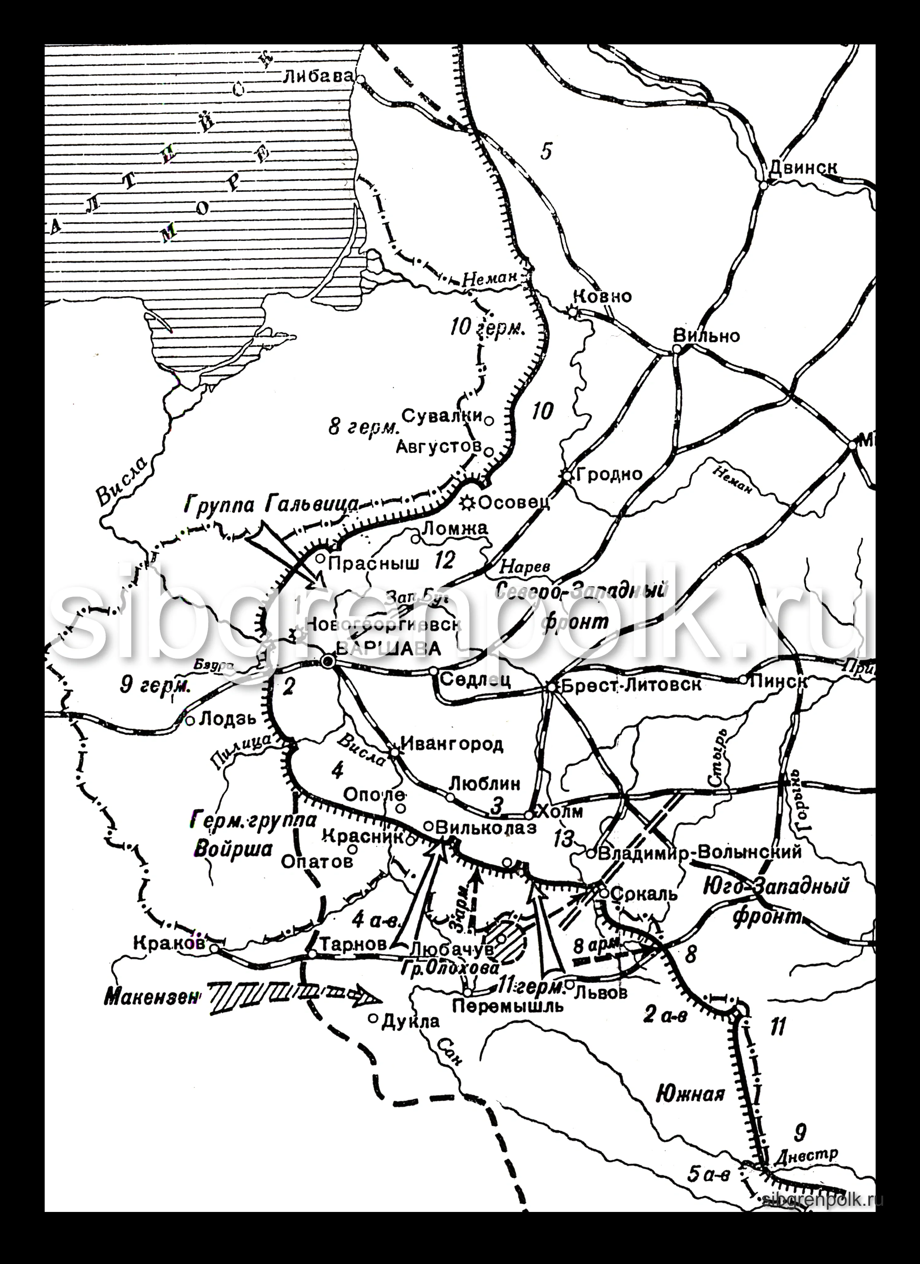 Общая обстановка на русском театре войны к 25 июня 1915 г.