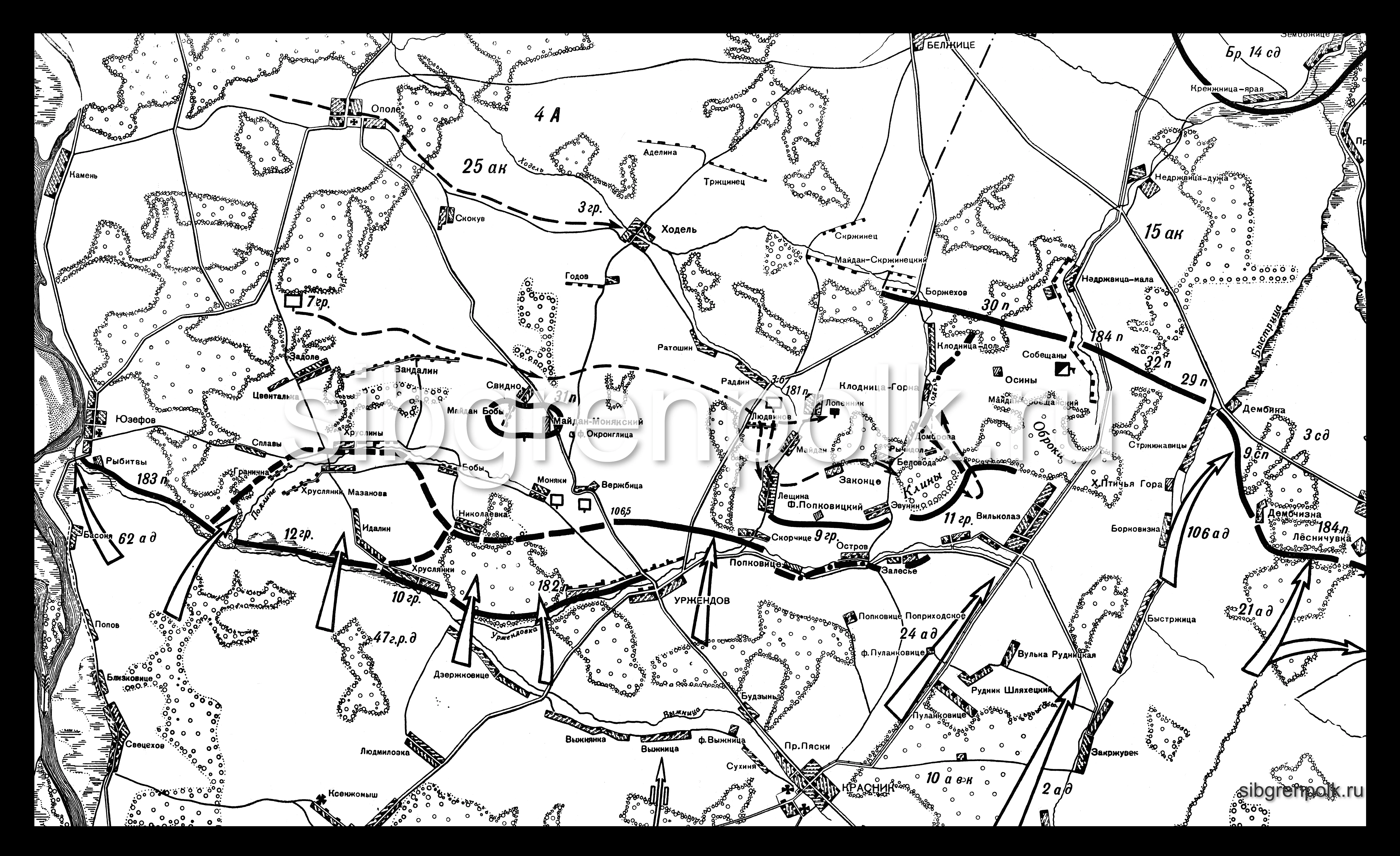 Боевые действия на фронте 4-й русской армии 5 июля 1915 г.