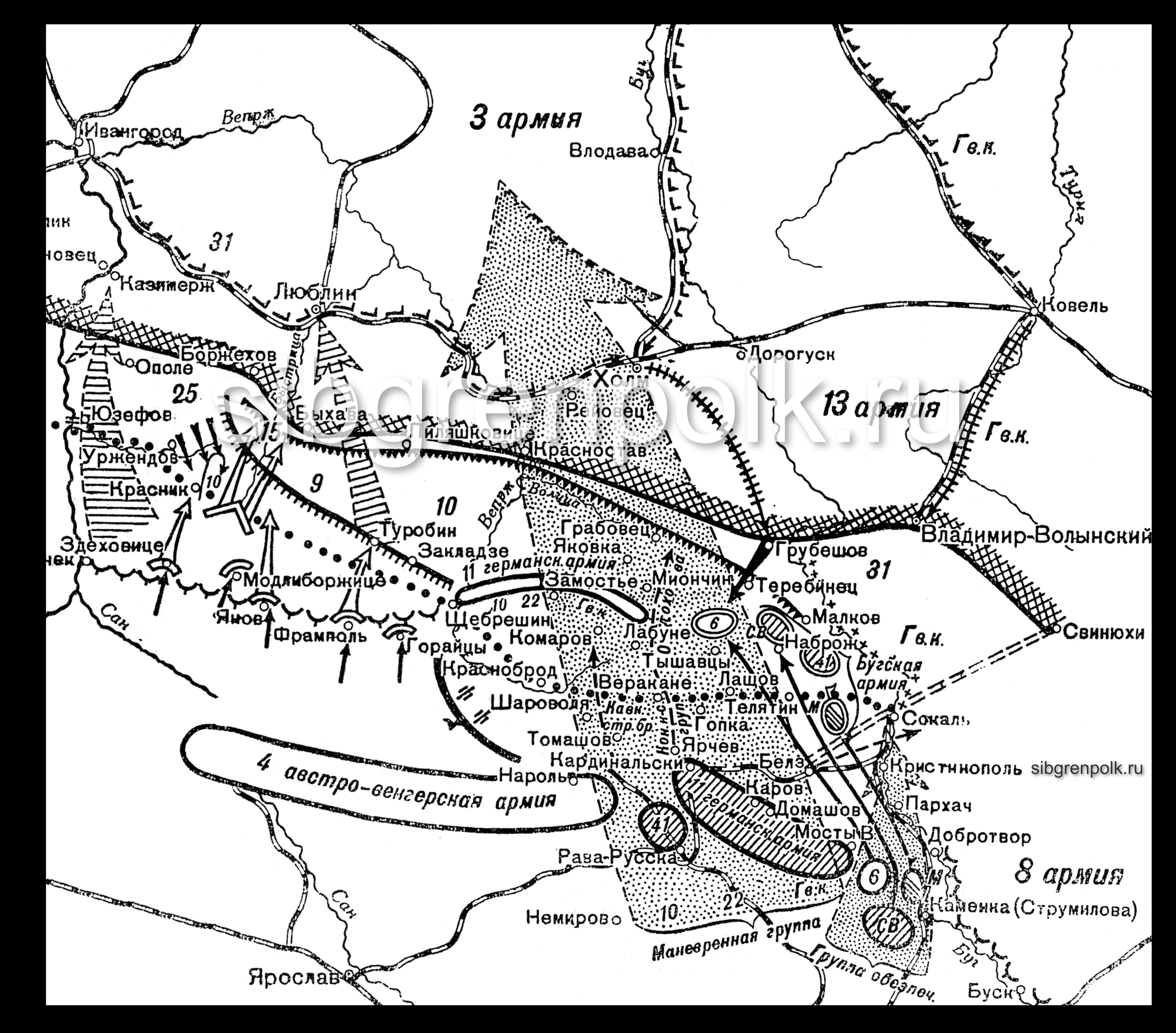 Боевые действия между Вислой и Бугом с 27 июня по 7 июля 1915 г.