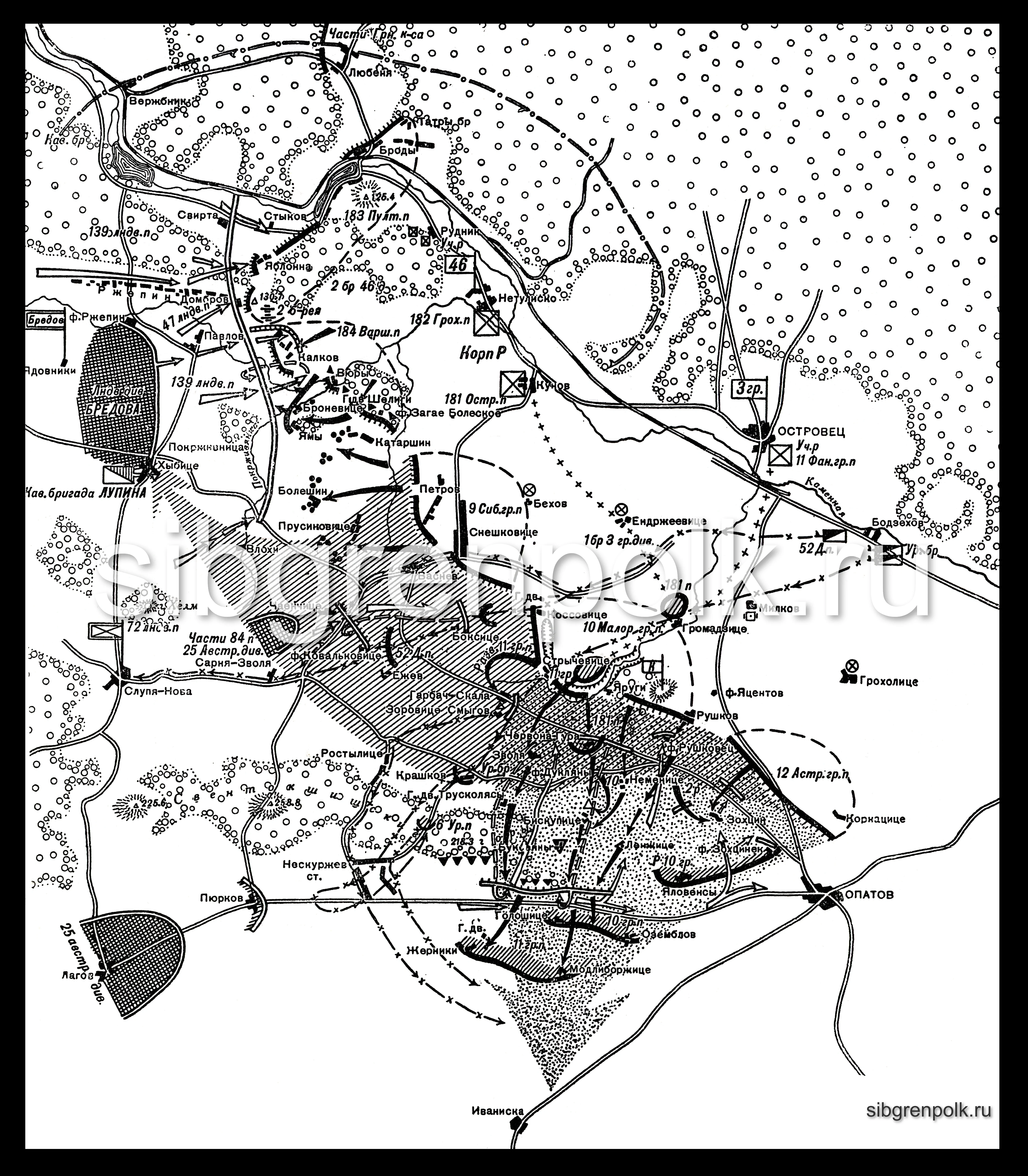 Боевые действия 25-го армейского корпуса. Бои 16-го мая 1915 г.