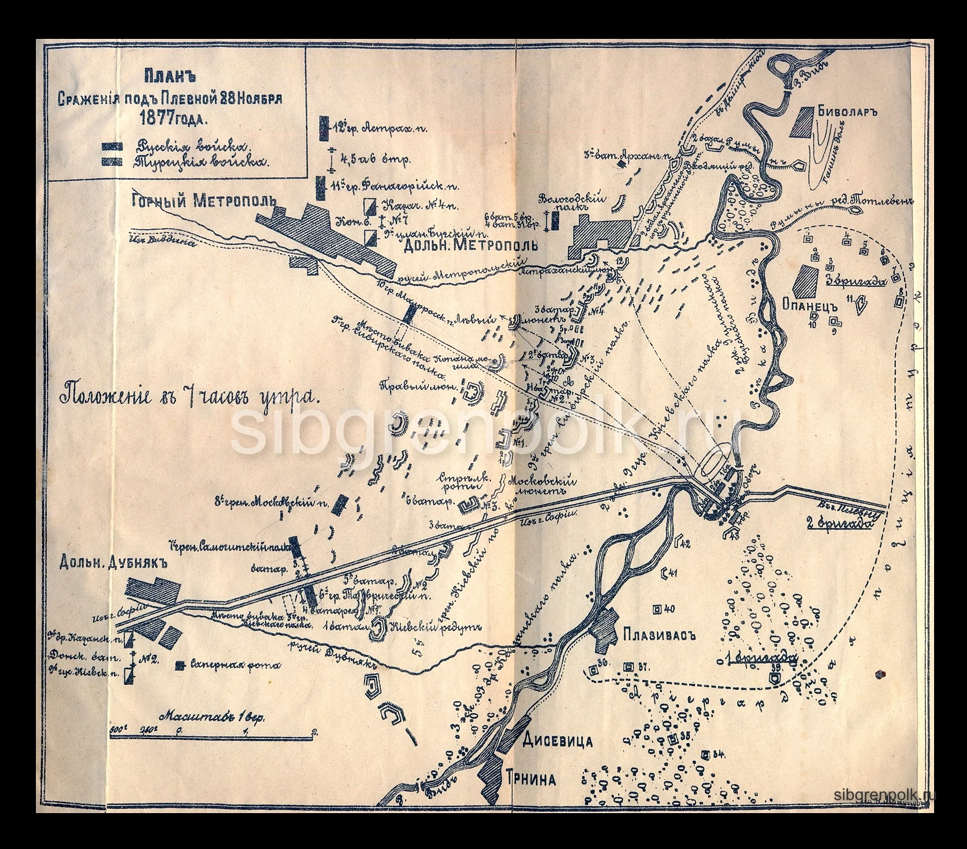 План сражения под Плевной 28 ноября 1877 года.